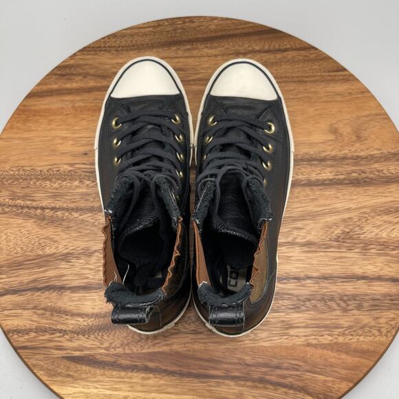 Converse Chuck Taylor All Star Shoes Womens Size 7.5 Black Leather Casual Skate - Picture 5 of 8